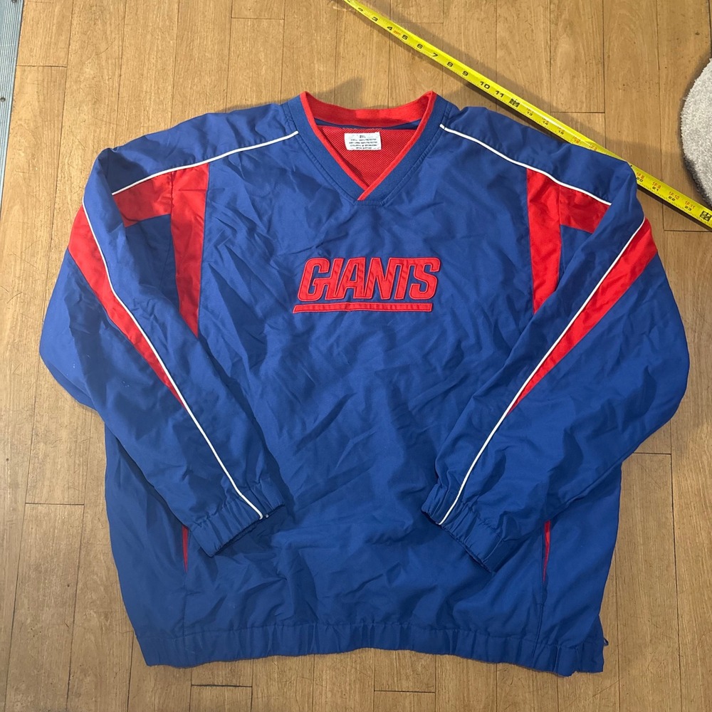 NFL Team Apparel New York Giants Windbreaker Pullover Jacket Blue Mens 2XL